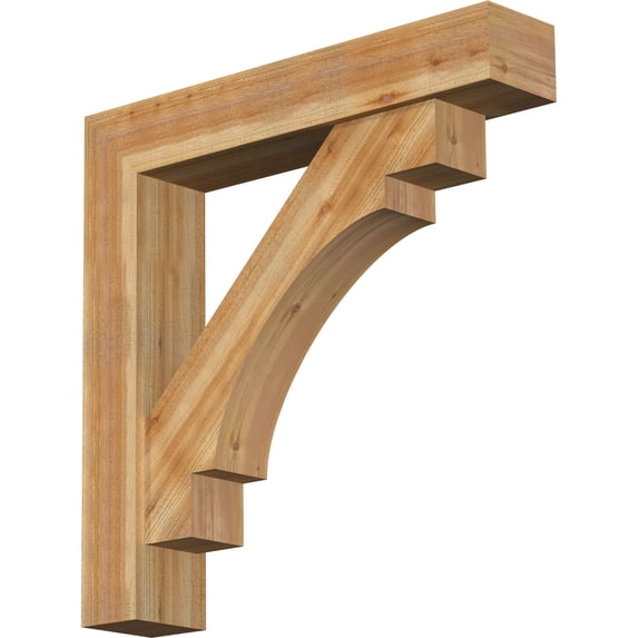 Ekena Millwork 8"W x 42"D x 42"H Merced Block Rough Sawn Bracket w/ Offset Brace, Western Red Cedar