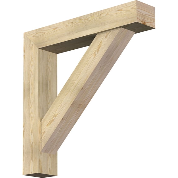 Ekena Millwork 8"W x 42"D x 42"H Traditional Block Rough Sawn Bracket w/ Offset Brace, Douglas Fir