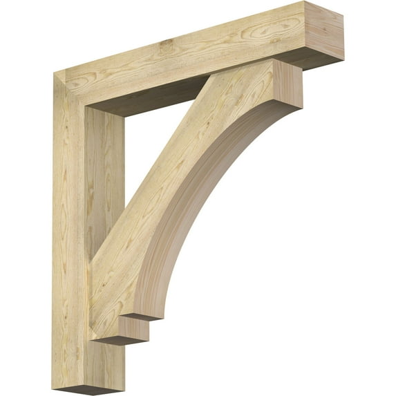 Ekena Millwork 8"W x 44"D x 44"H Imperial Block Rough Sawn Bracket w/ Offset Brace, Douglas Fir
