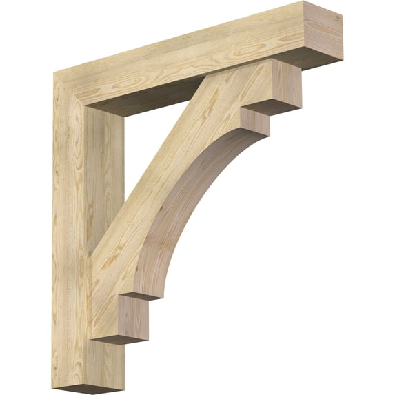Ekena Millwork 8"W x 44"D x 44"H Merced Block Rough Sawn Bracket w/ Offset Brace, Douglas Fir
