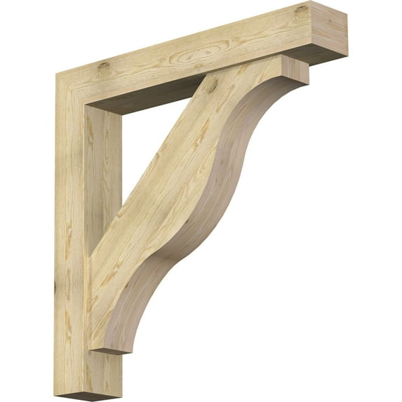 Ekena Millwork 8"W x 48"D x 48"H Funston Block Rough Sawn Bracket w/ Offset Brace, Douglas Fir