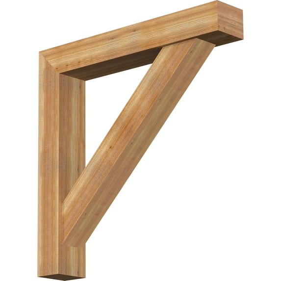 Ekena Millwork 8"W x 48"D x 48"H Traditional Block Rough Sawn Bracket w/ Offset Brace, Western Red Cedar