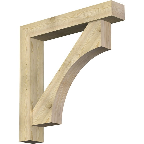 Ekena Millwork 8"W x 48"D x 48"H Westlake Block Rough Sawn Bracket w/ Offset Brace, Douglas Fir