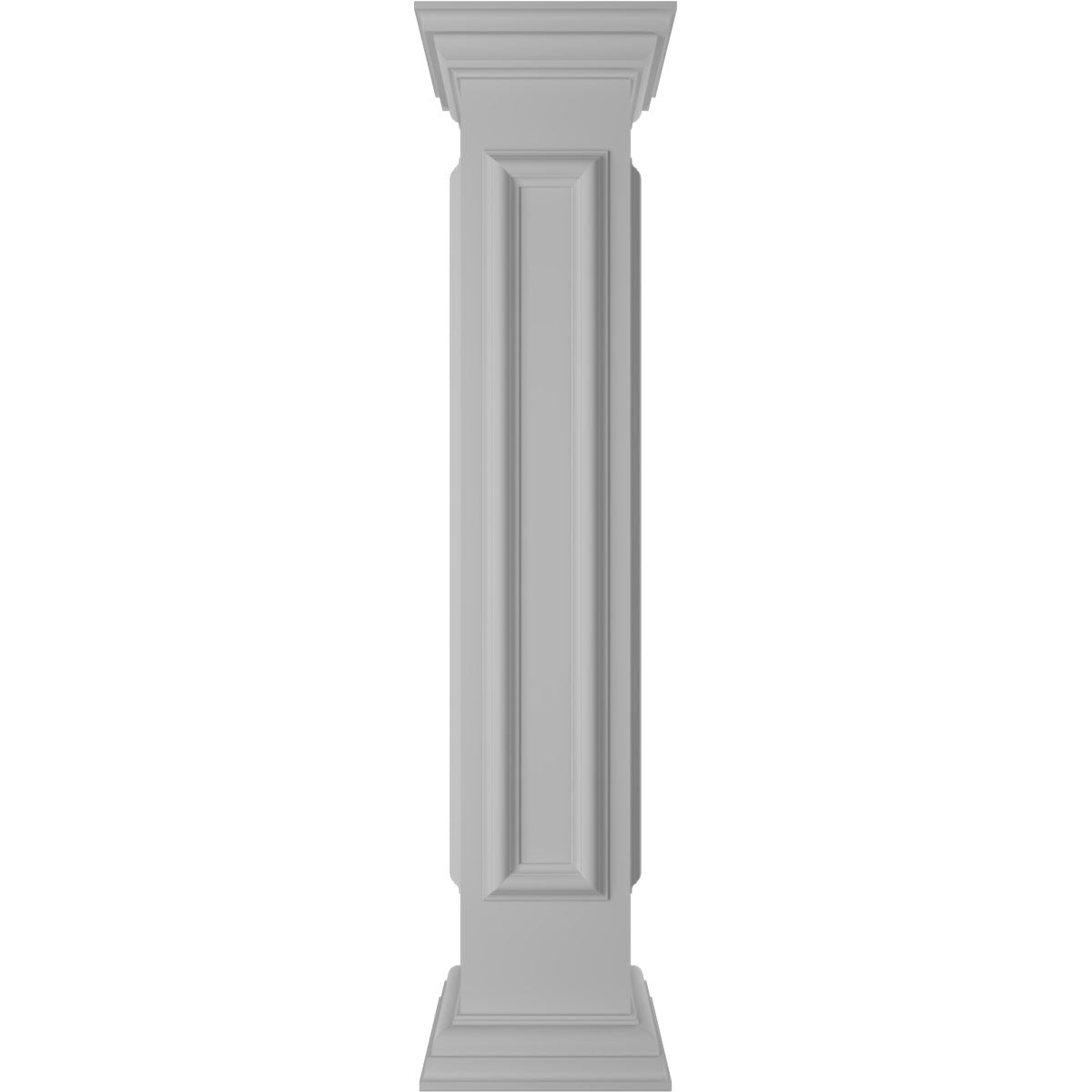 Ekena Millwork 8"W x 48"H End Newel Post with Panel, Peaked Capital