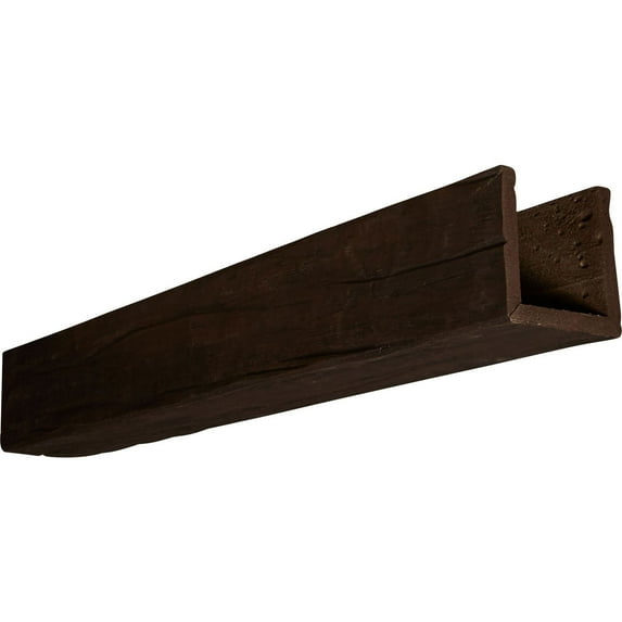 Ekena Millwork 8"W x 6"H x 12'L 3-Sided (U-beam) Riverwood Endurathane Faux Wood Ceiling Beam, Aged Ash