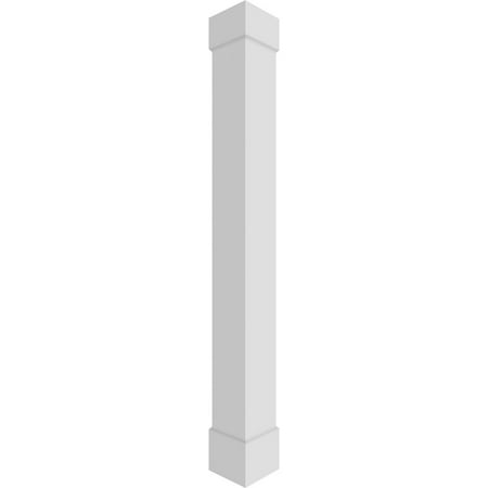 Ekena Millwork 8"W x 7'H Premium Square Non-Tapered Smooth PVC Endura-Craft Column Wrap Kit, Standard Capital & Base