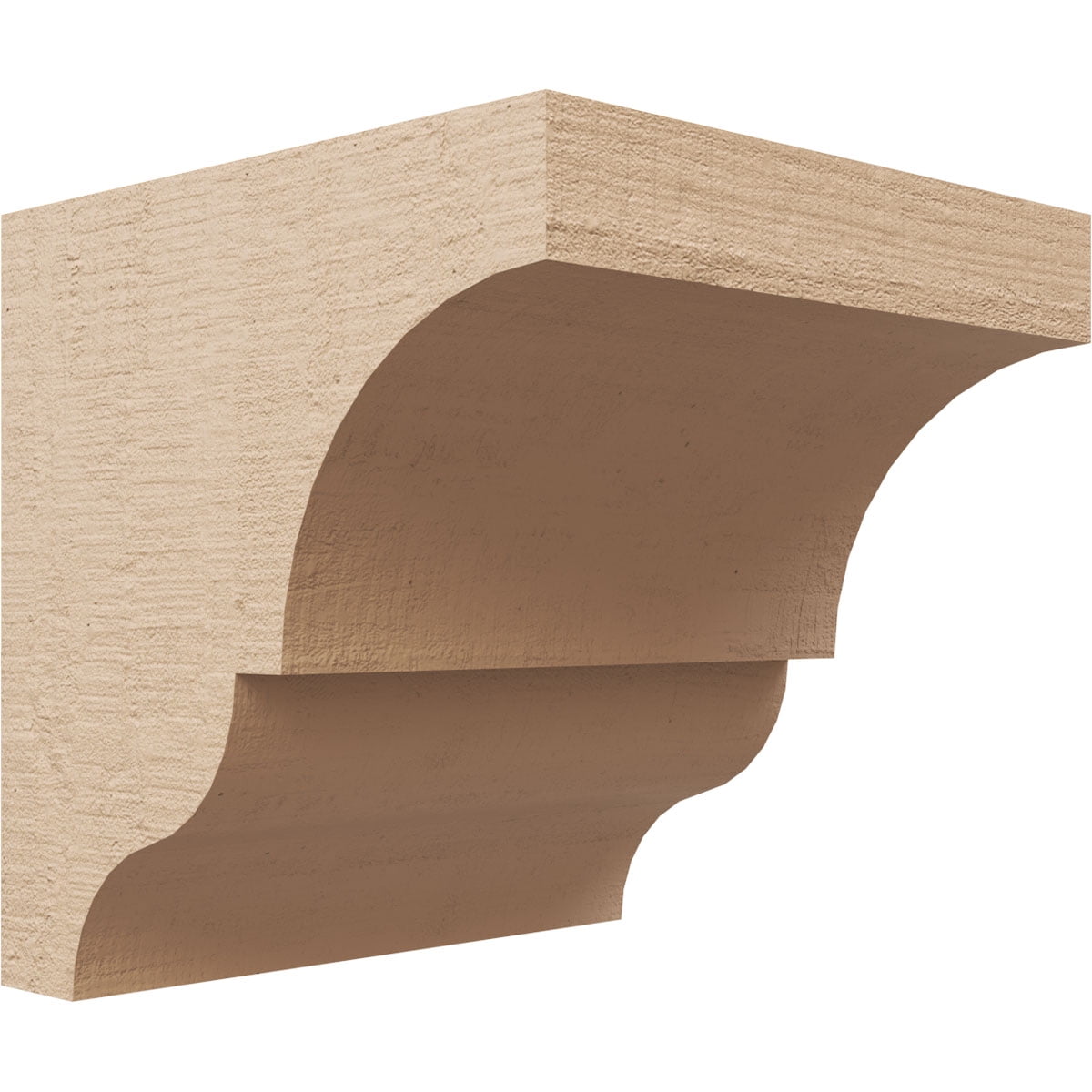 8"W x 8"D x 8"H Wide Asheboro Rough Cedar Woodgrain TimberThane Corbel, Primed Tan