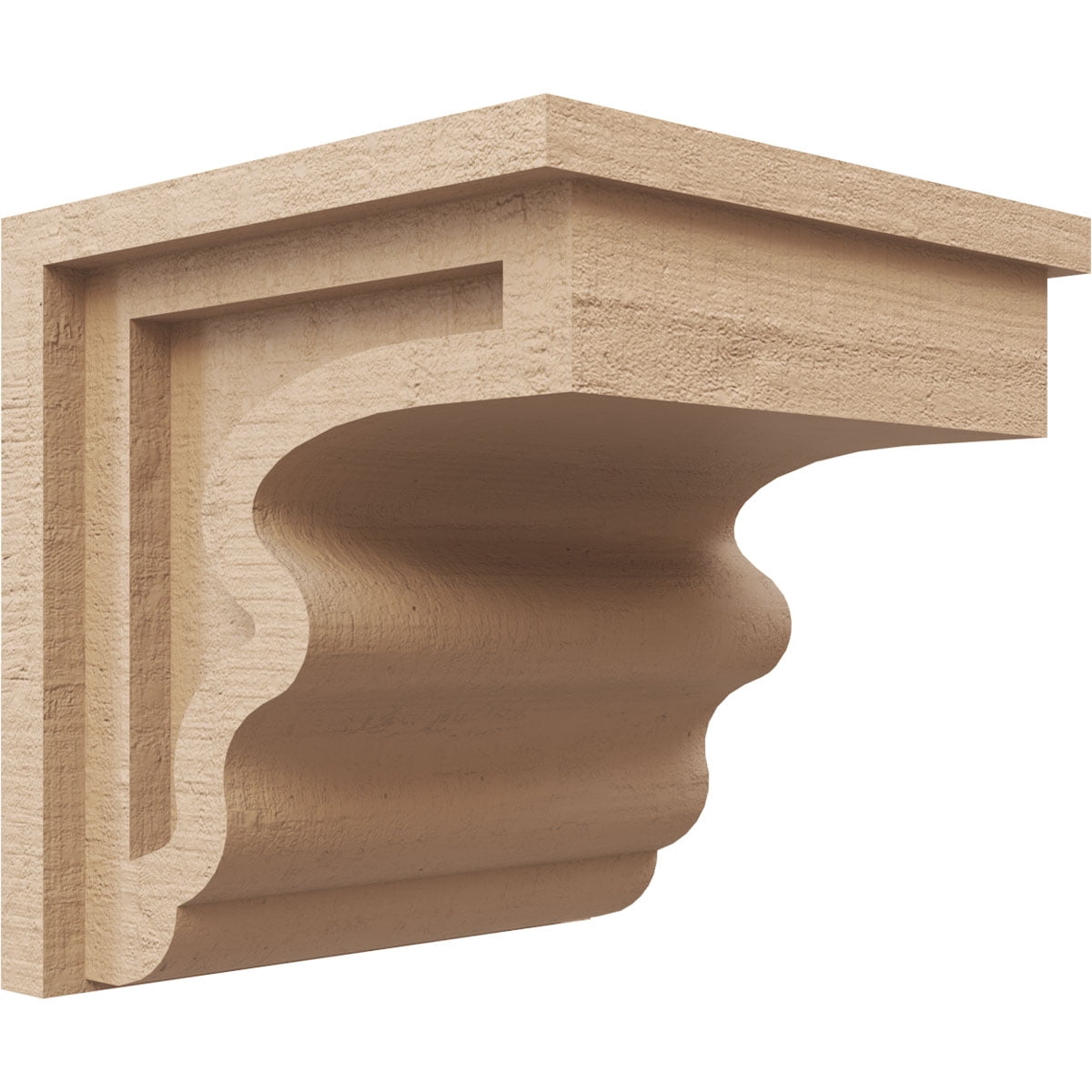 8"W x 8"D x 8"H Wide Highland Rough Cedar Woodgrain TimberThane Corbel, Primed Tan