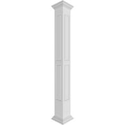 Ekena Millwork 8"W x 8'H Craftsman Classic Square Non-Tapered, Double Raised Panel PVC Column Kit, Crown Capital & Crown Base