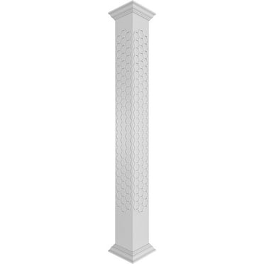 Ekena Millwork 8"W x 8'H Craftsman Classic Square Non-Tapered Westmore Fretwork Column w/ Crown Capital & Crown Base