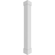Ekena Millwork 8"W x 8'H Premium Square Non-Tapered Smooth PVC Endura-Craft Column Wrap Kit, Mission Capital & Base