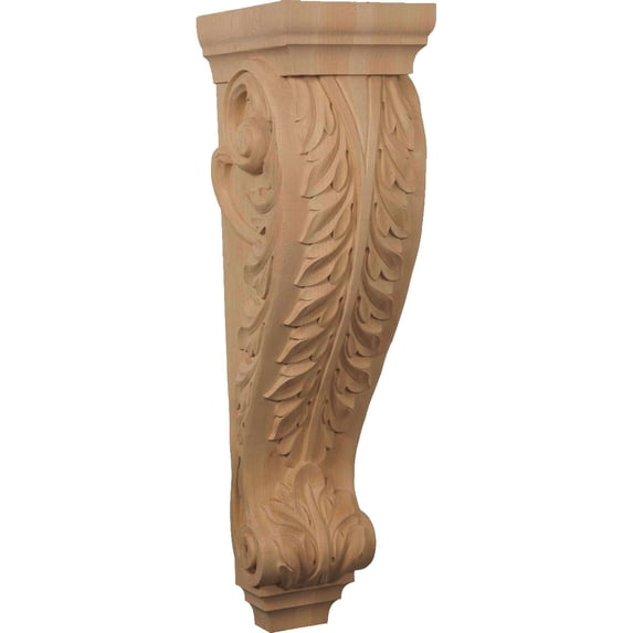 Ekena Millwork 8"W x 9"D x 30"H Large Jumbo Acanthus Wood Corbel, Red Oak