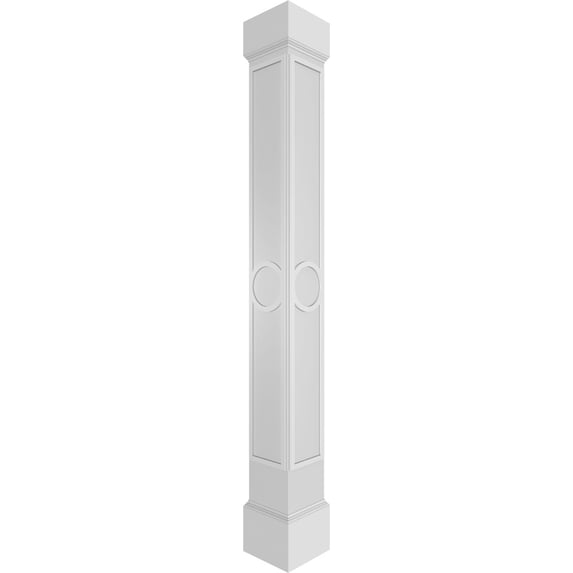 Ekena Millwork 8"W x 9'H Craftsman Classic Square Non-Tapered Arts & Crafts Fretwork Column w/ Mission Capital & Mission Base