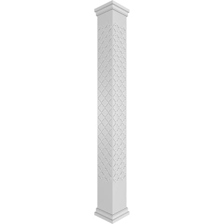 Ekena Millwork 8"W x 9'H Craftsman Classic Square Non-Tapered Medium Marrakesh Fretwork Column w/ Prairie Capital & Prairie Base