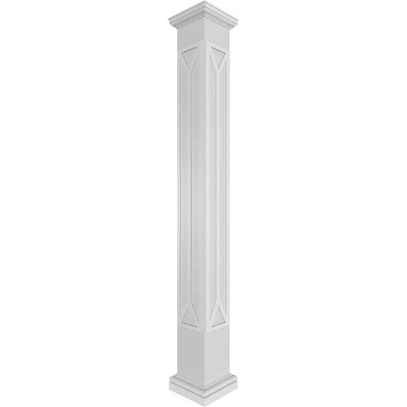 Ekena Millwork 8"W x 9'H Craftsman Classic Square Non-Tapered San Carlos Mission Style Fretwork Column w/ Tuscan Capital & Tuscan Base