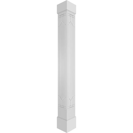 Ekena Millwork 8"W x 9'H Craftsman Classic Square Non-Tapered Shaker Fretwork Column w/ Standard Capital & Standard Base