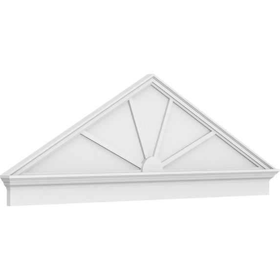 Ekena Millwork 80"W x 26-7/8"H x 2-3/4"P (Pitch 6/12) Peaked Cap 4 Spoke Architectural Grade PVC Combination Pediment