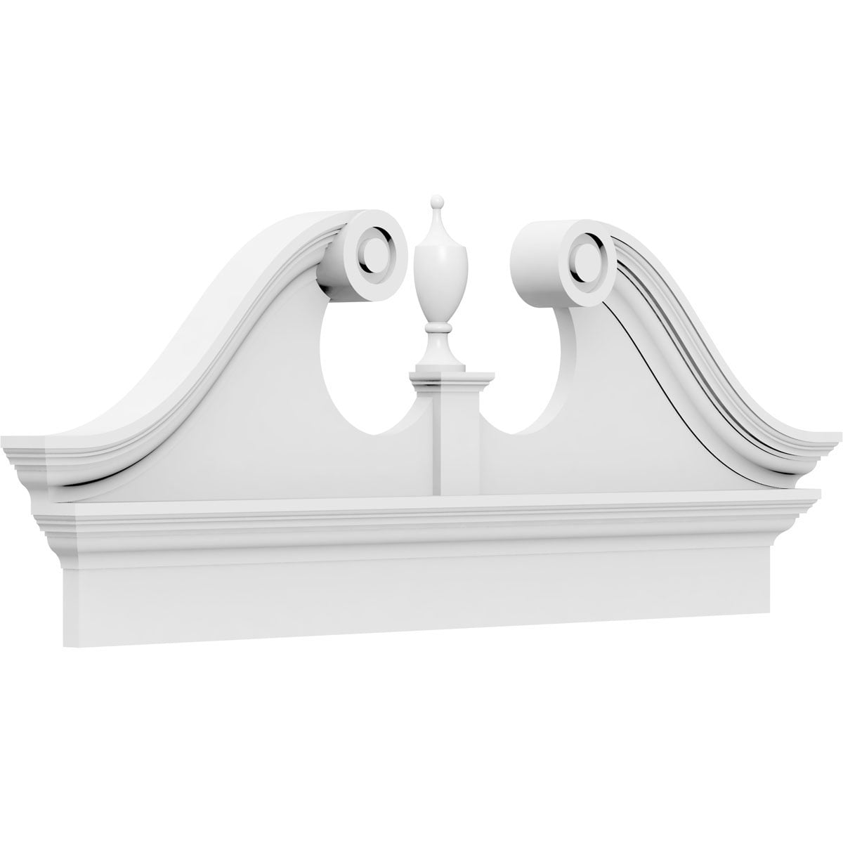Ekena Millwork 80"W x 26-7/8"H x 2-3/4"P Rams Head Architectural Grade PVC Combination Pediment (Urn Ships Unattached in Box)
