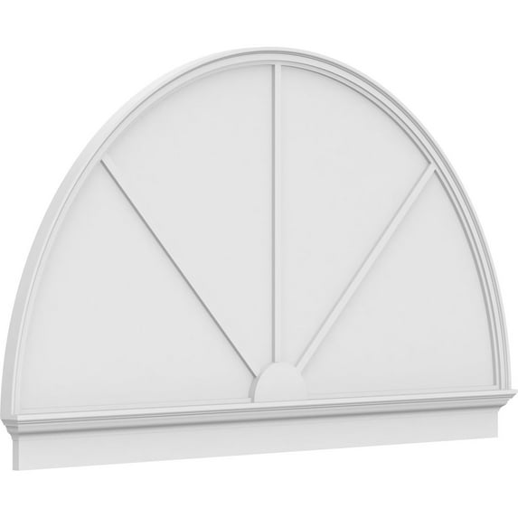 Ekena Millwork 80"W x 46-3/4"H x 2-3/4"P Half Round 3 Spoke Architectural Grade PVC Combination Pediment