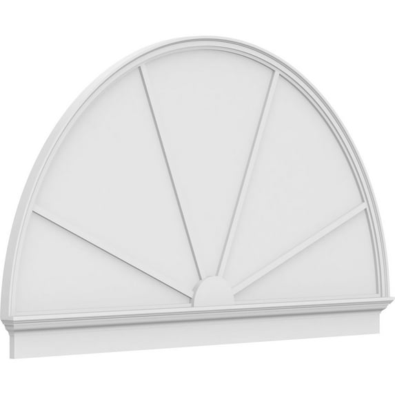 Ekena Millwork 80"W x 46-3/4"H x 2-3/4"P Half Round 4 Spoke Architectural Grade PVC Combination Pediment