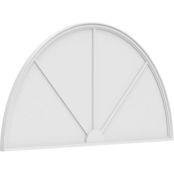 Ekena Millwork 84"W x 42"H x 2"P Half Round 3 Spoke Architectural Grade PVC Pediment