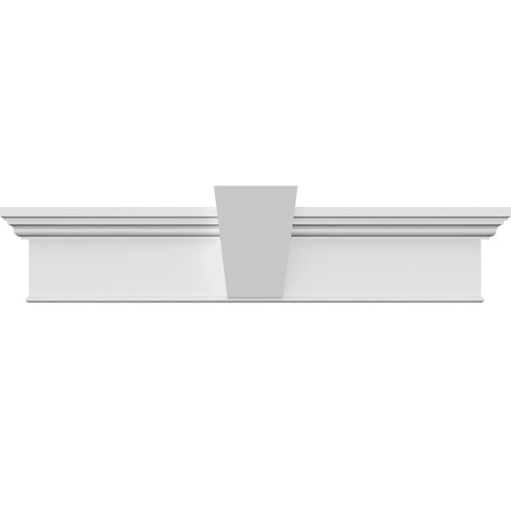 Ekena Millwork 85" Bottom Width x 89" Top Width x 7 1/4"H x 1"P, Craftsman Crosshead with Bottom Trim w/ Flat Keystone
