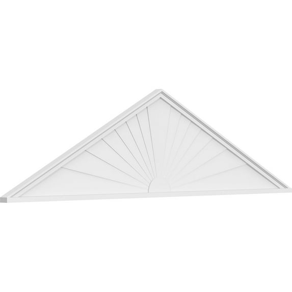 Ekena Millwork 86"W x 22-1/2"H x 2"P (Pitch 6/12) Peaked Cap Sunburst Architectural Grade PVC Pediment