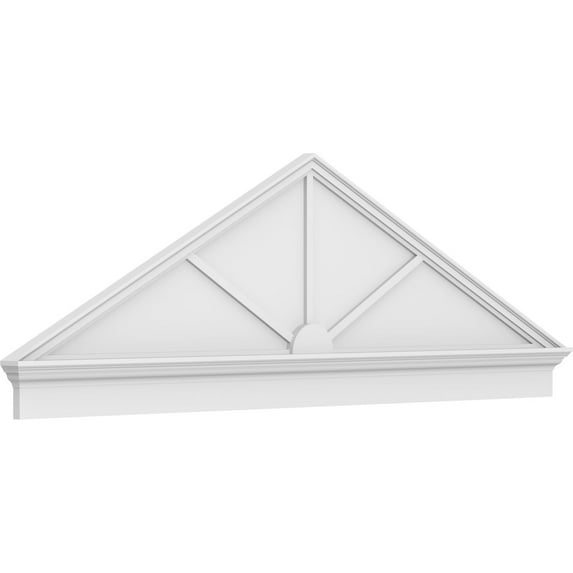 Ekena Millwork 86"W x 28-3/8"H x 2-3/4"P (Pitch 6/12) Peaked Cap 3 Spoke Architectural Grade PVC Combination Pediment