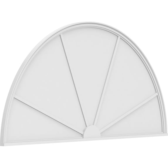 Ekena Millwork 86"W x 43"H x 2"P Half Round 4 Spoke Architectural Grade PVC Pediment