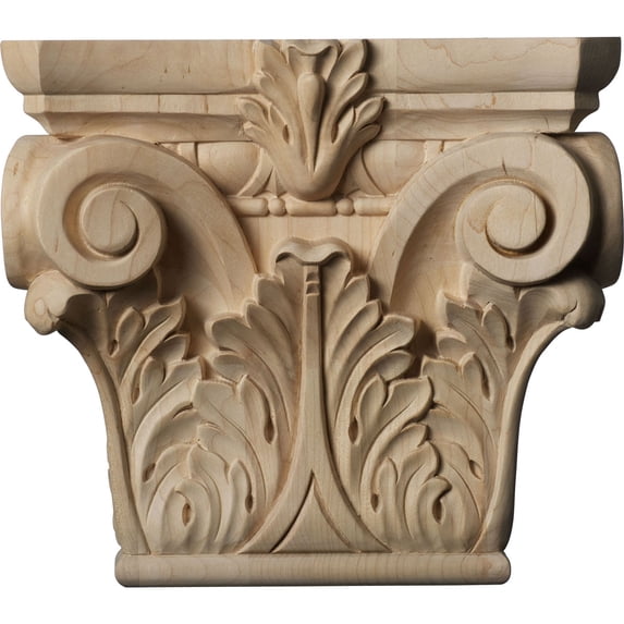 Ekena Millwork 9 1/2"W x 6"BW x 3 1/4"D x 8 3/8"H Medium Floral Roman Corinthian Capital (Fits Pilasters up to 5 5/8"W x 1 3/8"D), Alder (2-Pack)