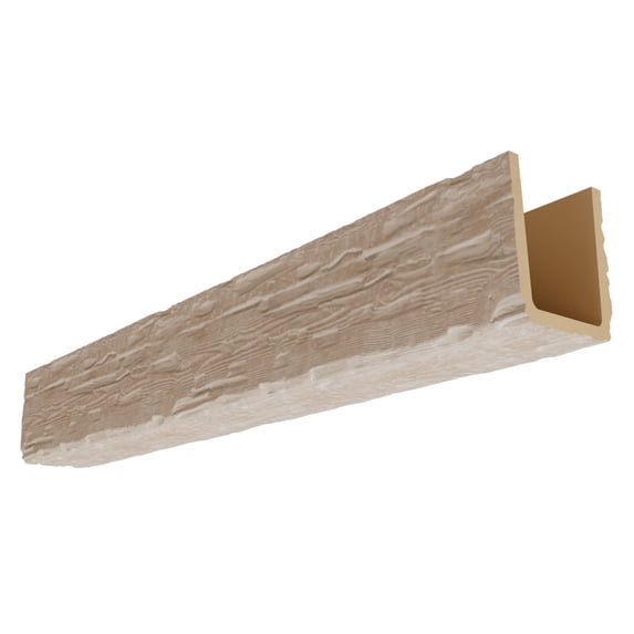 Ekena Millwork 9 1/2"W x 9 1/2"H x 120"L 3-Sided (U-Beam) Salvaged Timber HeritageTimber Faux Wood Ceiling Beam, Vanilla Chai
