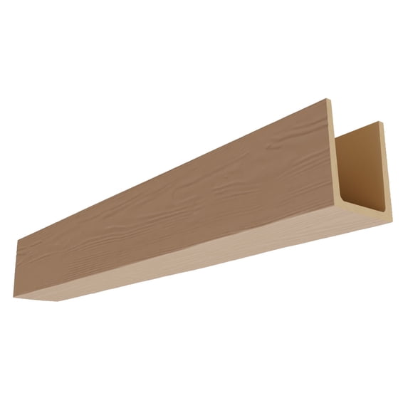 Ekena Millwork 9 1/2"W x 9 1/2"H x 288"L 3-Sided (U-Beam) Mena HeritageTimber Faux Wood Ceiling Beam, Primed Tan
