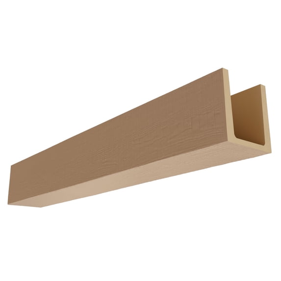 Ekena Millwork 9 1/2"W x 9 1/2"H x 96"L 3-Sided (U-Beam) Resawn Rip HeritageTimber Faux Wood Ceiling Beam, Primed Tan