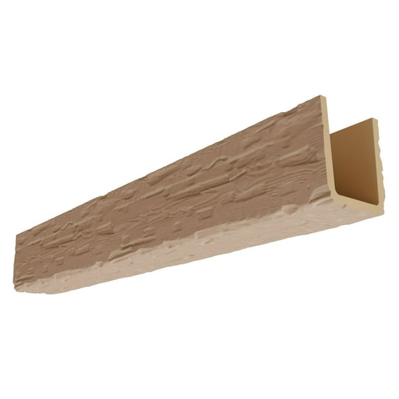 Ekena Millwork 9 1/2"W x 9 1/2"H x 96"L 3-Sided (U-Beam) Salvaged Timber HeritageTimber Faux Wood Ceiling Beam, Primed Tan