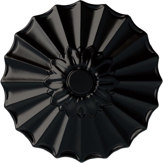 Ekena Millwork 9"OD x 1 3/8"P Shakuras Ceiling Medallion (Fits Canopies up to 1 3/8"), Hand-Painted Jet Black