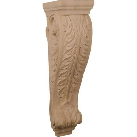 Ekena Millwork 9"W x 10"D x 34"H Super Jumbo Acanthus Wood Corbel, Alder