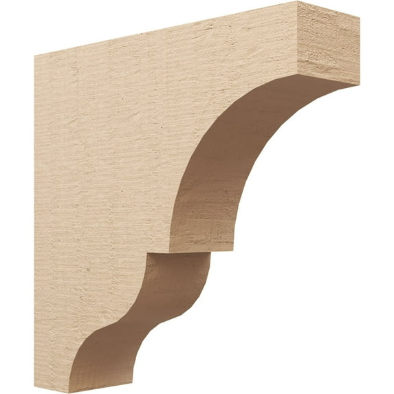 9"W x 36"D x 36"H Thin Asheboro Rough Cedar Woodgrain TimberThane Corbel, Primed Tan