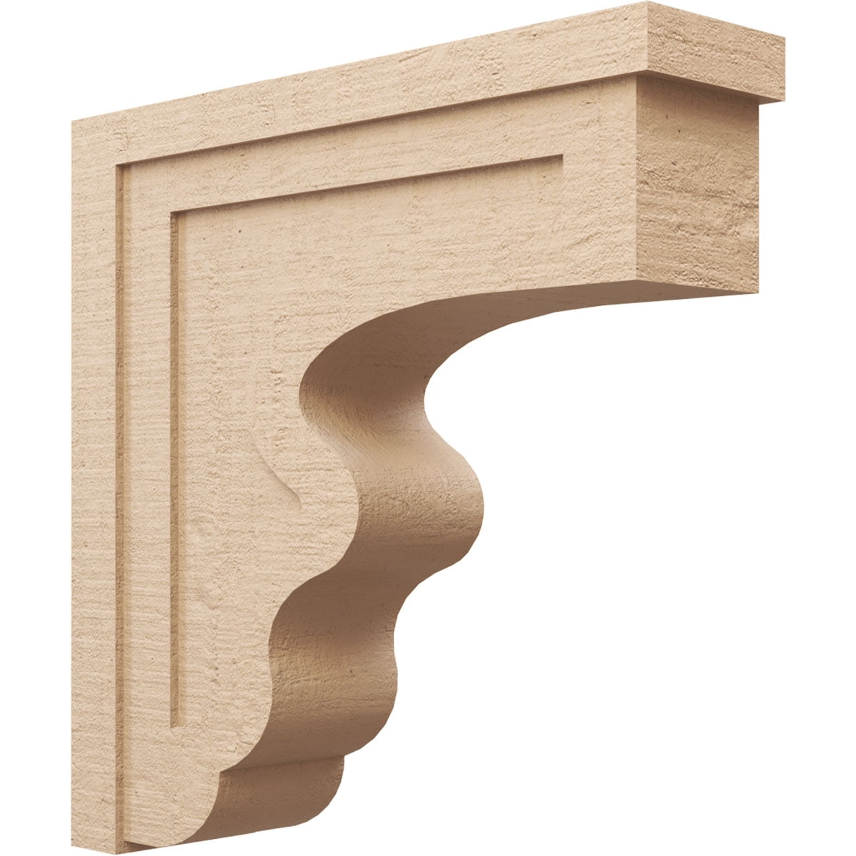 9"W x 36"D x 36"H Thin Highland Rough Cedar Woodgrain TimberThane Corbel, Primed Tan