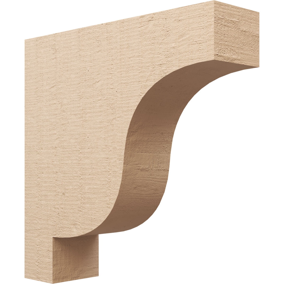 9"W x 36"D x 36"H Thin Newport Rough Cedar Woodgrain TimberThane Corbel, Primed Tan