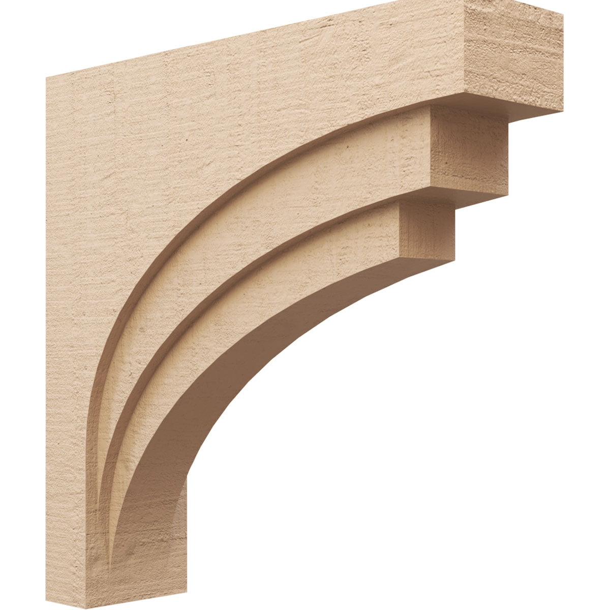 9"W x 36"D x 36"H Thin Rockford Rough Cedar Woodgrain TimberThane Corbel, Primed Tan
