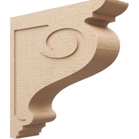 9"W x 36"D x 36"H Thin Scroll Rough Cedar Woodgrain TimberThane Corbel, Primed Tan