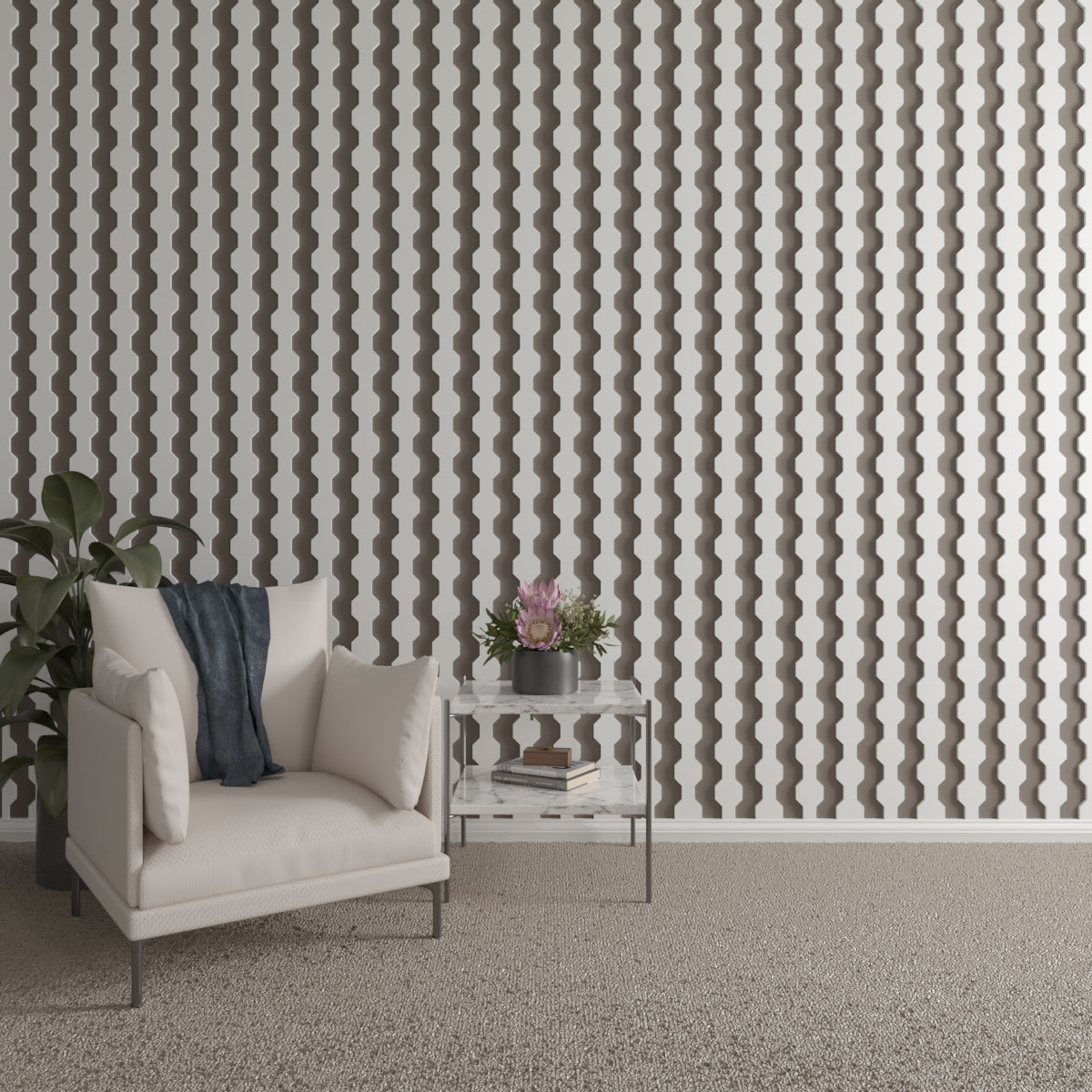 Ekena Millwork 94"H x 1/2"T Pontiac PVC Adjustable Decorative Slat Wall Panel Kit, Unfinished (contains 16 Slats + 1 Straight Edge Starter Slat)