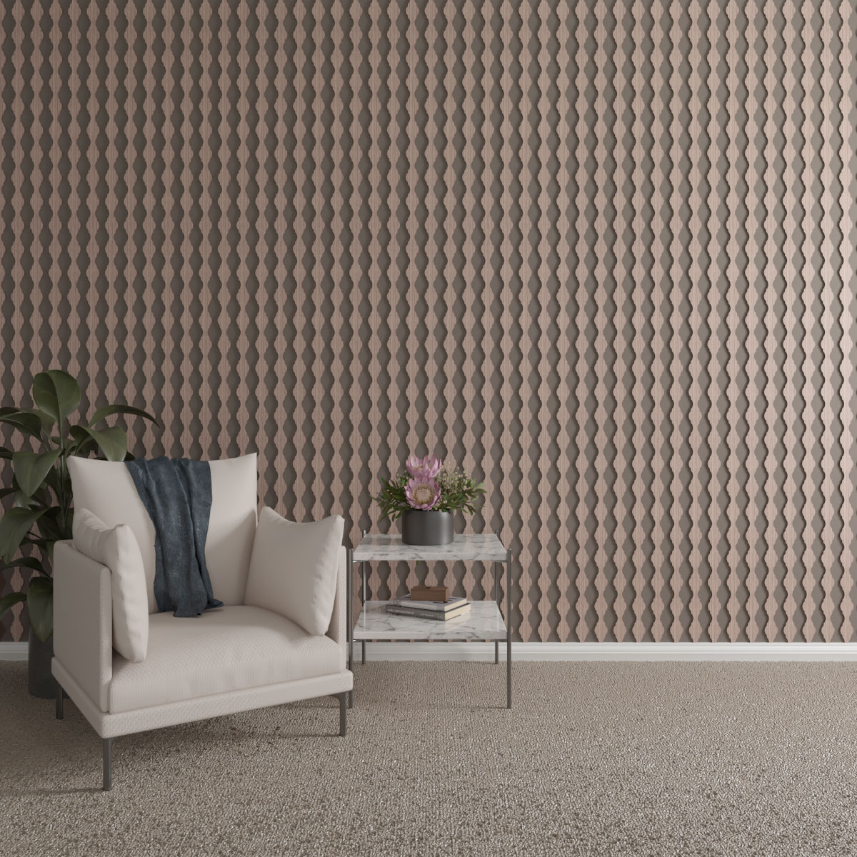 Ekena Millwork 94"H x 1/4"T Casablanca Adjustable Wood Decorative Slat Wall Panel Kit, Walnut (contains 30 Slats + 1 Straight Edge Starter Slat)
