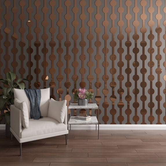 Ekena Millwork 94"H x 1/8"T Bridgeport Adjustable Acrylic Decorative Slat Wall Panel Kit, Bronze Mirror (contains 11 Slats + 1 Straight Edge Starter Slat)