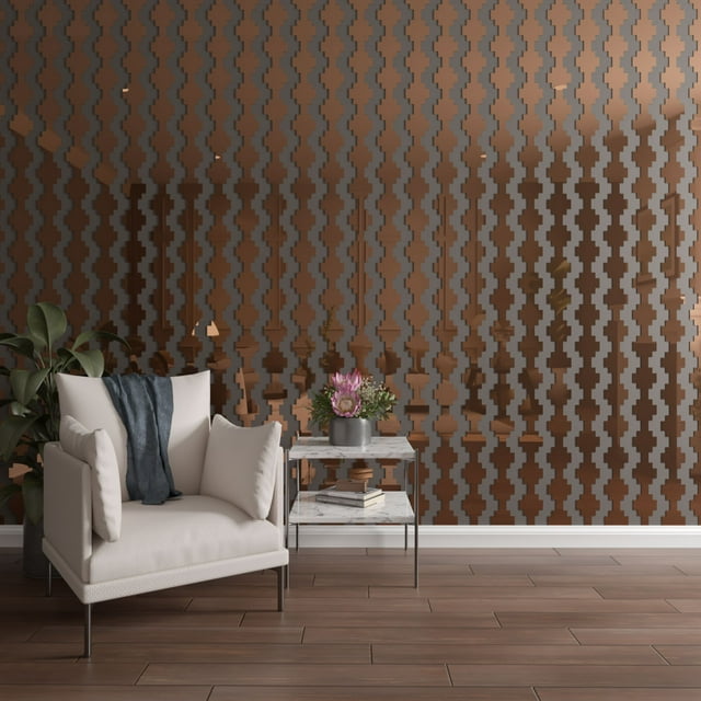 Ekena Millwork 94"H x 1/8"T Gypsum Adjustable Acrylic Decorative Slat Wall Panel Kit, Bronze Mirror (contains 14 Slats + 1 Straight Edge Starter Slat)