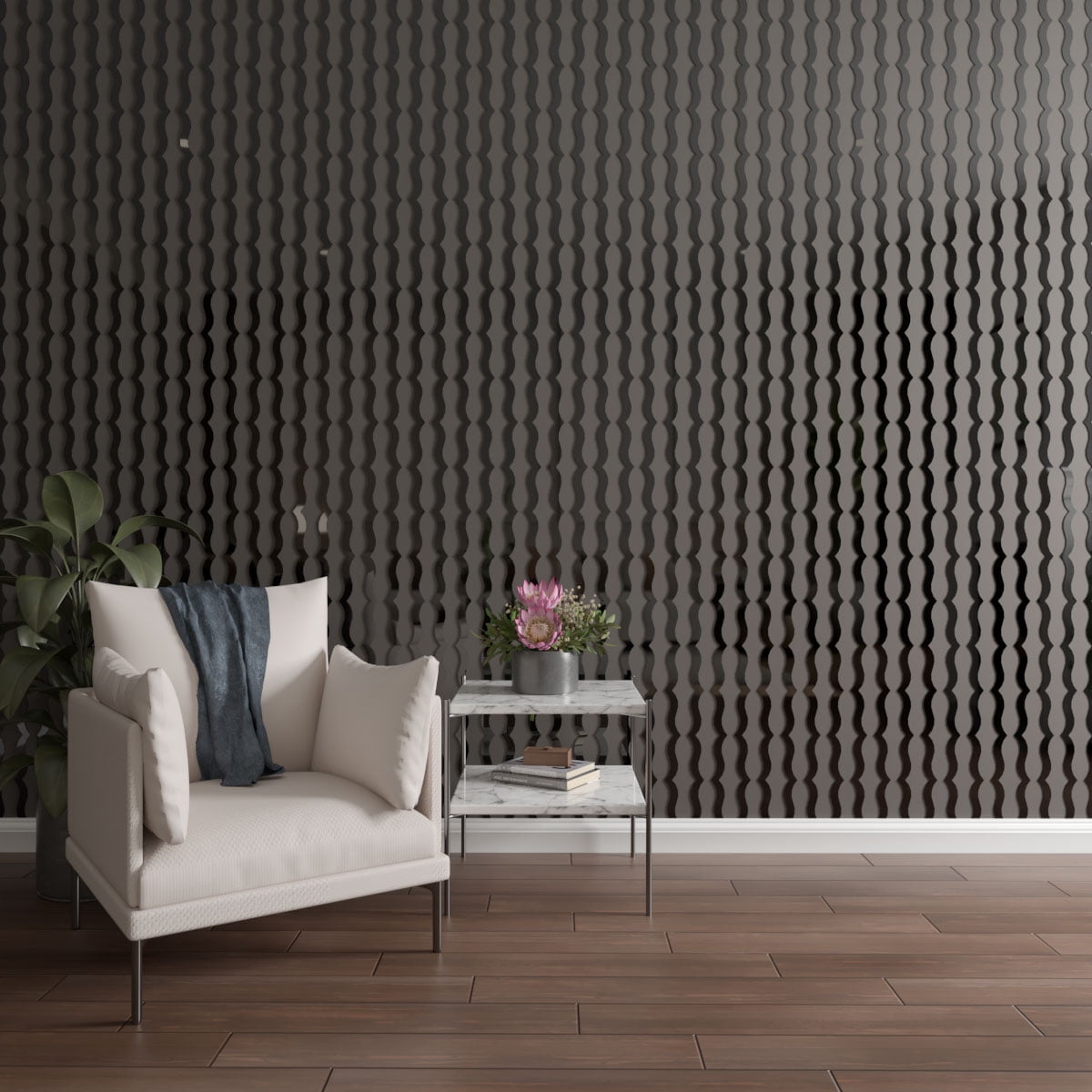 Ekena Millwork 94"H x 1/8"T May Adjustable Acrylic Decorative Slat Wall Panel Kit, Black (contains 43 Slats)