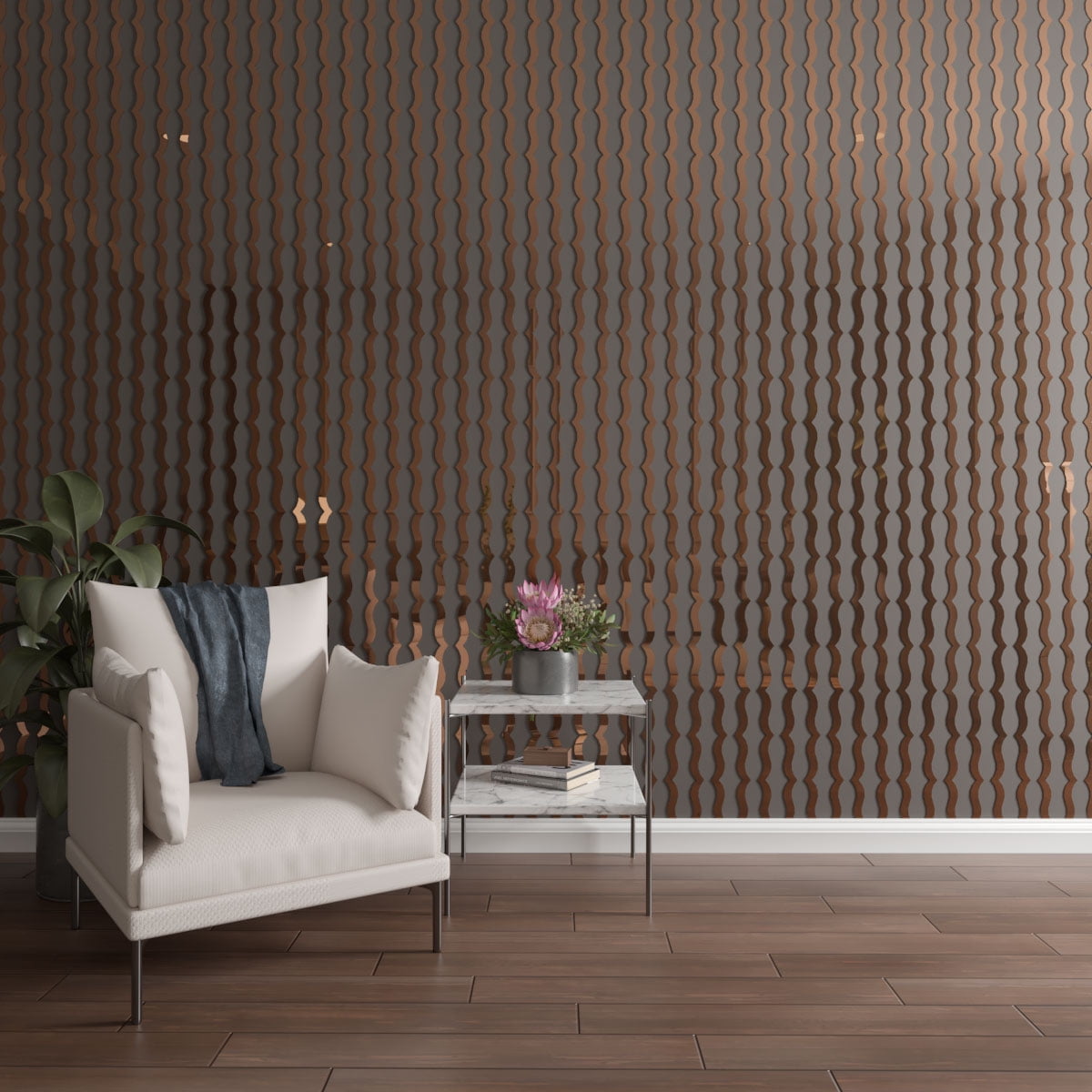 Ekena Millwork 94"H x 1/8"T May Adjustable Acrylic Decorative Slat Wall Panel Kit, Bronze Mirror (contains 43 Slats)