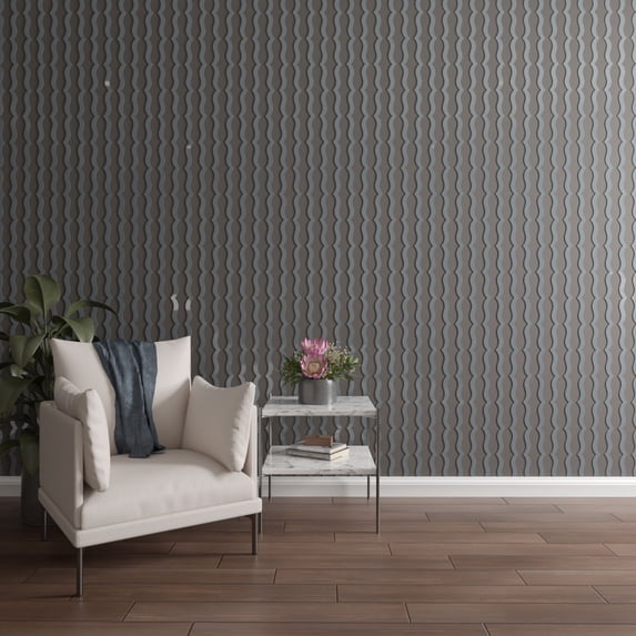 Ekena Millwork 94"H x 1/8"T May Adjustable Acrylic Decorative Slat Wall Panel Kit, Dark Grey (contains 43 Slats)