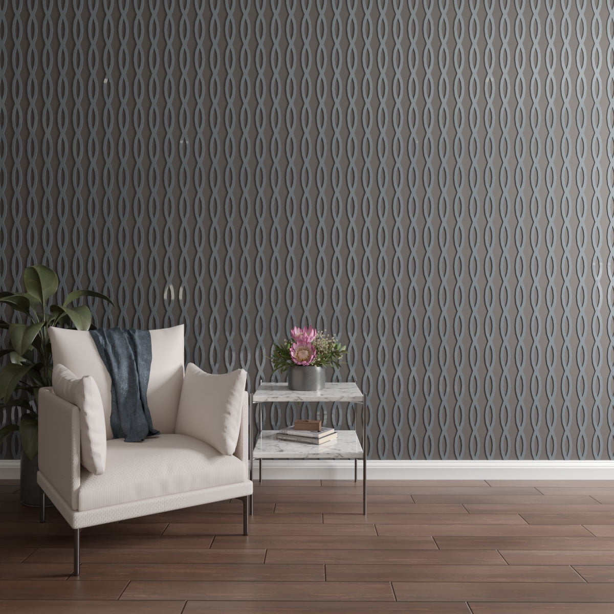 Ekena Millwork 94"H x 1/8"T Rakaia Adjustable Acrylic Decorative Slat Wall Panel Kit, Dark Grey (contains 22 Slats)