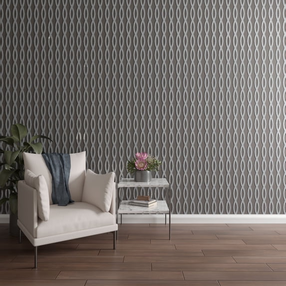 Ekena Millwork 94"H x 1/8"T Rakaia Adjustable Acrylic Decorative Slat Wall Panel Kit, Grey (contains 22 Slats)